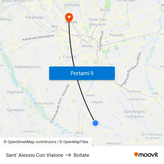 Sant' Alessio Con Vialone to Bollate map