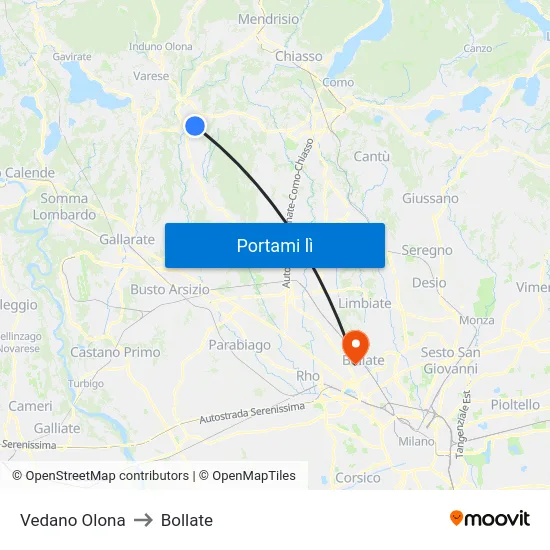 Vedano Olona to Bollate map