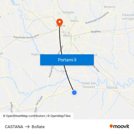 CASTANA to Bollate map