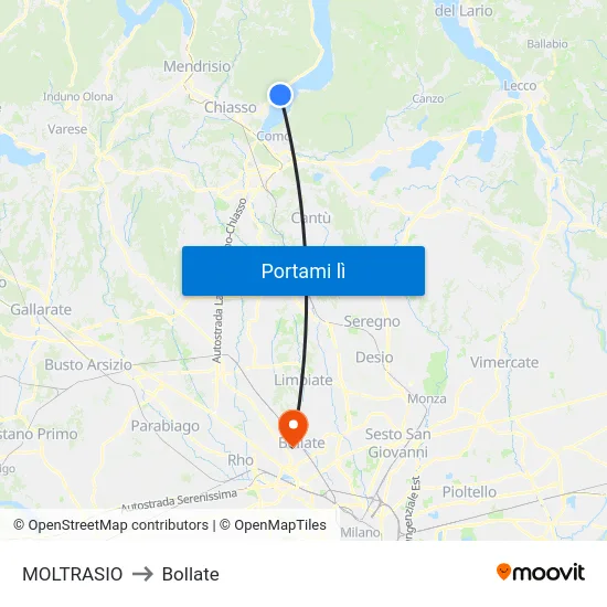 MOLTRASIO to Bollate map