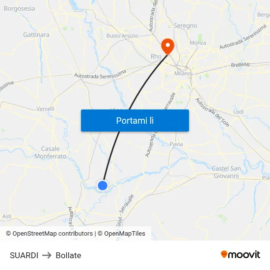 SUARDI to Bollate map