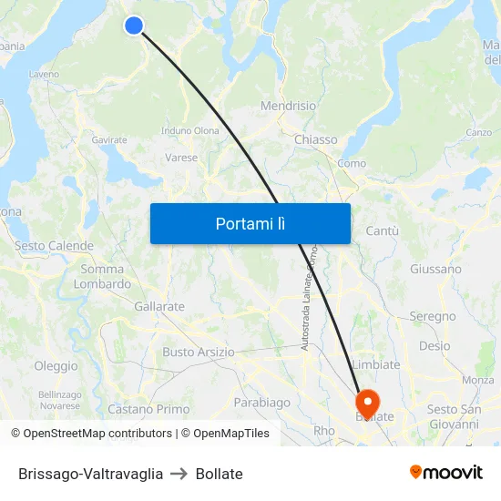 Brissago-Valtravaglia to Bollate map