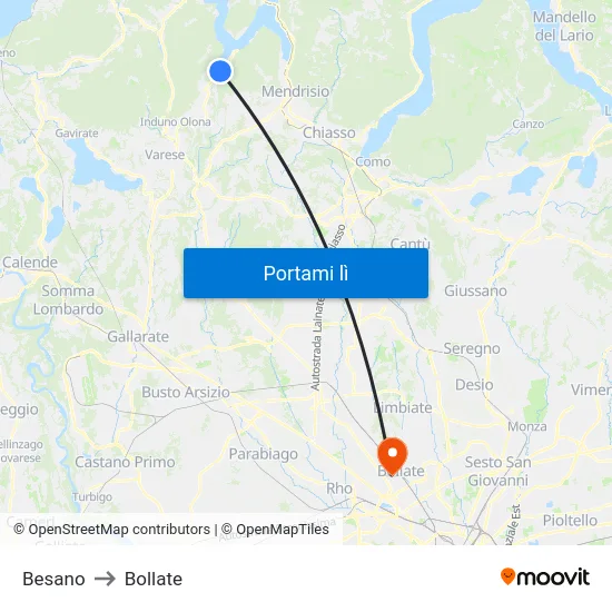 Besano to Bollate map