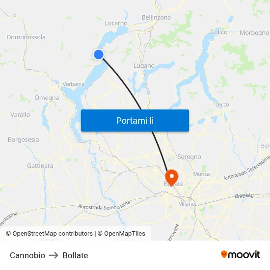 Cannobio to Bollate map