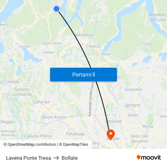 Lavena Ponte Tresa to Bollate map