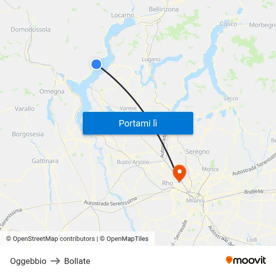 Oggebbio to Bollate map