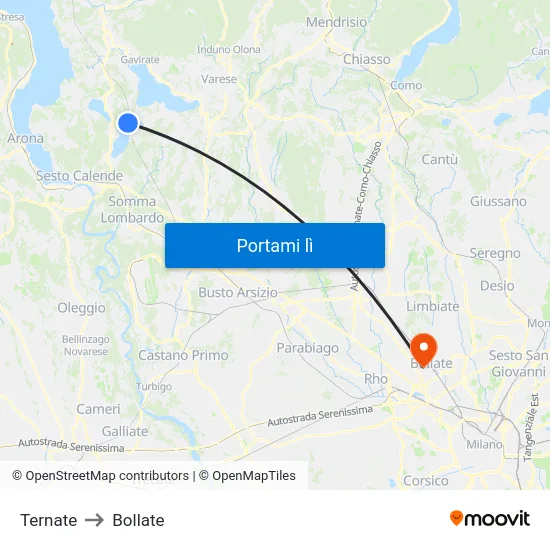 Ternate to Bollate map