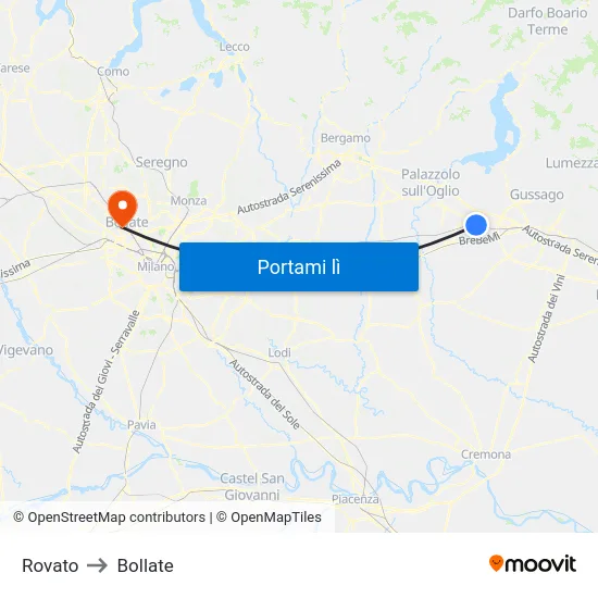 Rovato to Bollate map