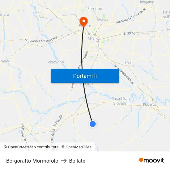 Borgoratto Mormorolo to Bollate map