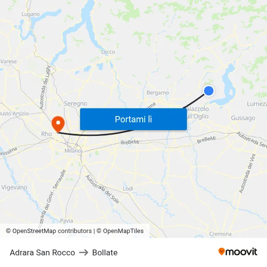 Adrara San Rocco to Bollate map