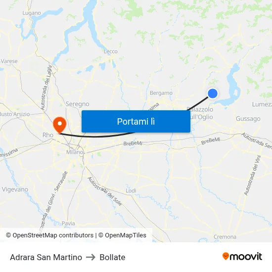 Adrara San Martino to Bollate map