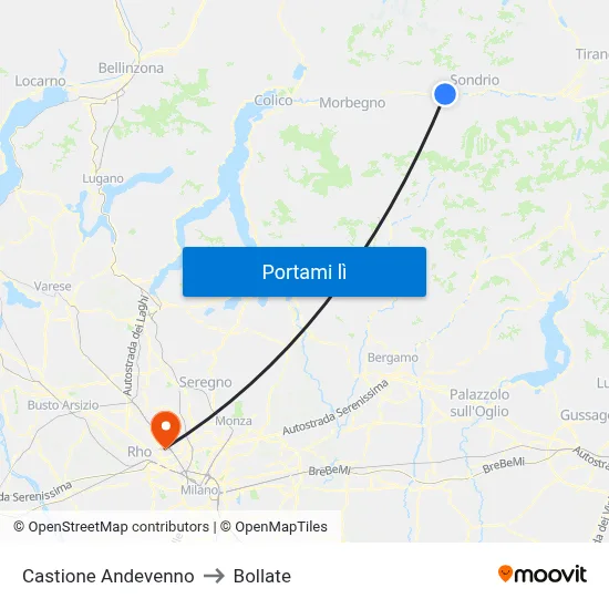 Castione Andevenno to Bollate map