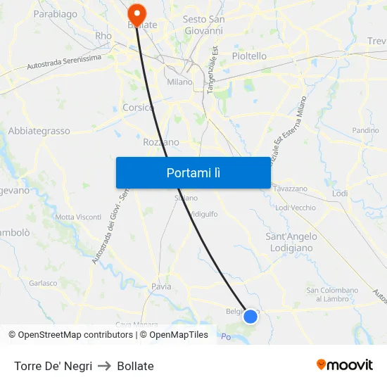Torre De' Negri to Bollate map