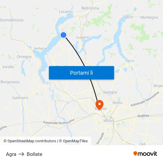 Agra to Bollate map