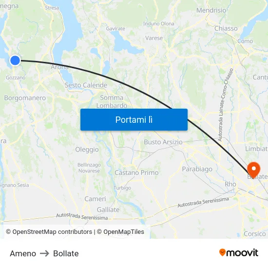 Ameno to Bollate map
