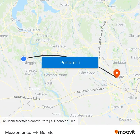 Mezzomerico to Bollate map