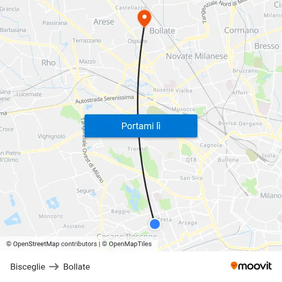 Bisceglie to Bollate map