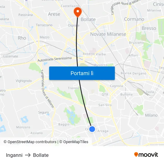 Inganni to Bollate map