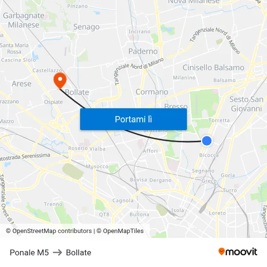Ponale M5 to Bollate map