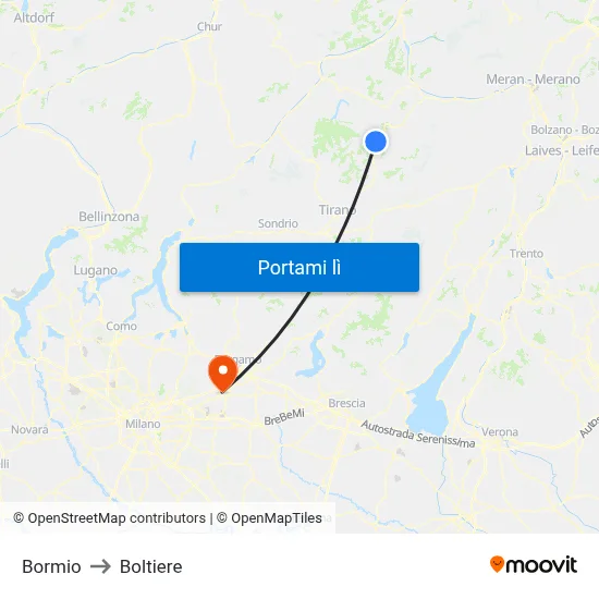 Bormio to Boltiere map