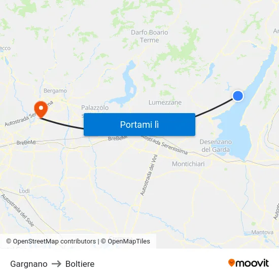 Gargnano to Boltiere map