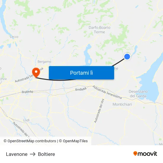 Lavenone to Boltiere map
