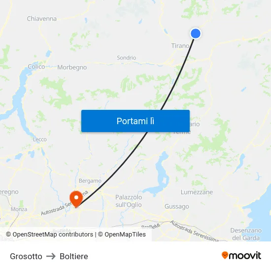 Grosotto to Boltiere map