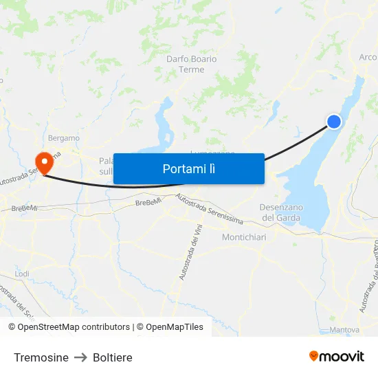 Tremosine to Boltiere map
