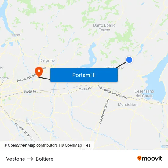 Vestone to Boltiere map