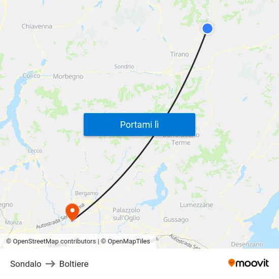 Sondalo to Boltiere map