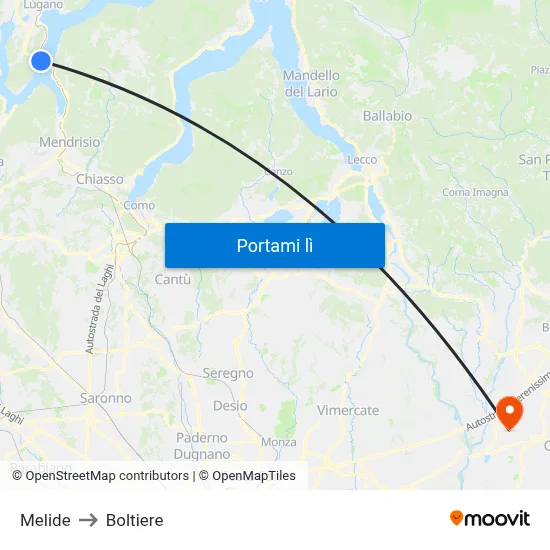 Melide to Boltiere map