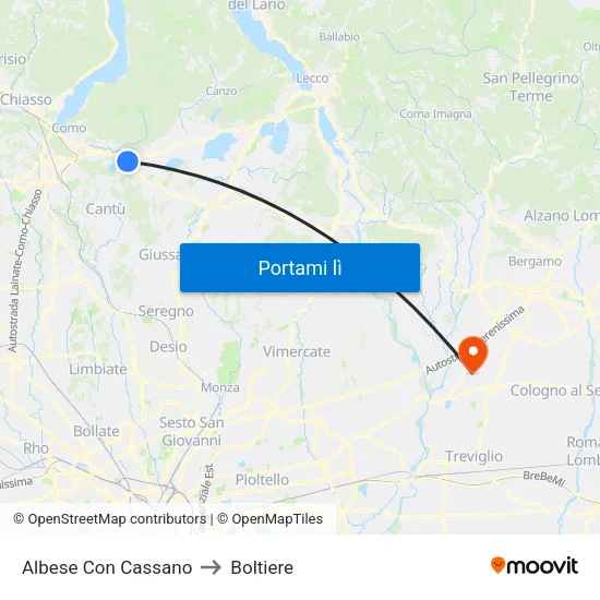 Albese Con Cassano to Boltiere map