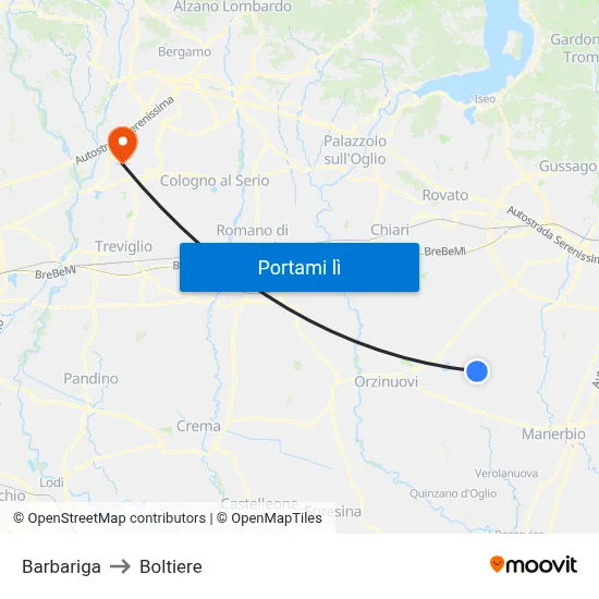 Barbariga to Boltiere map