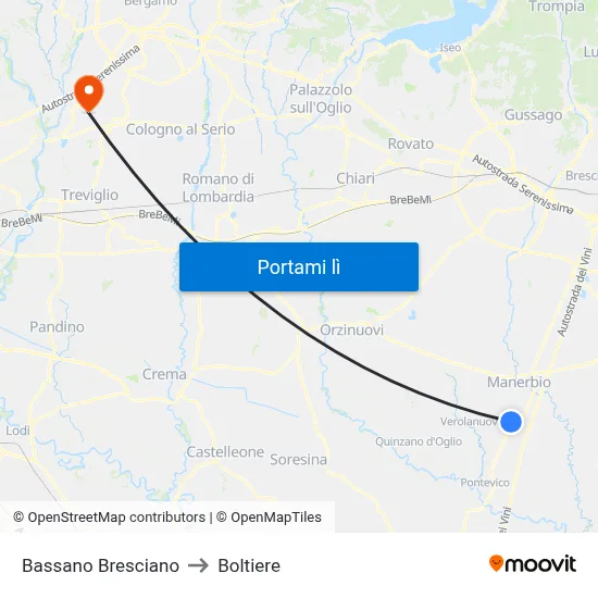 Bassano Bresciano to Boltiere map