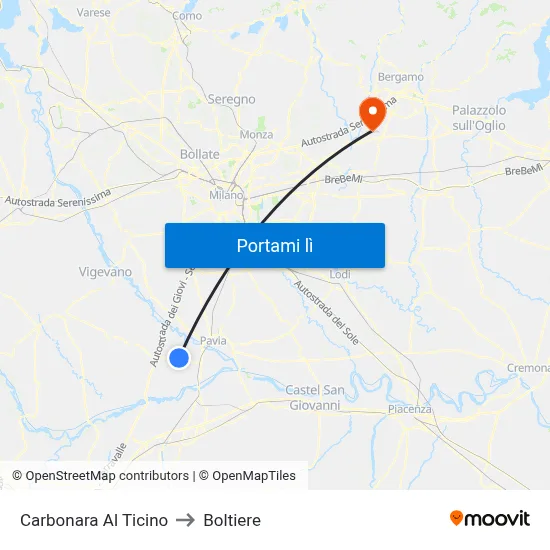 Carbonara Al Ticino to Boltiere map