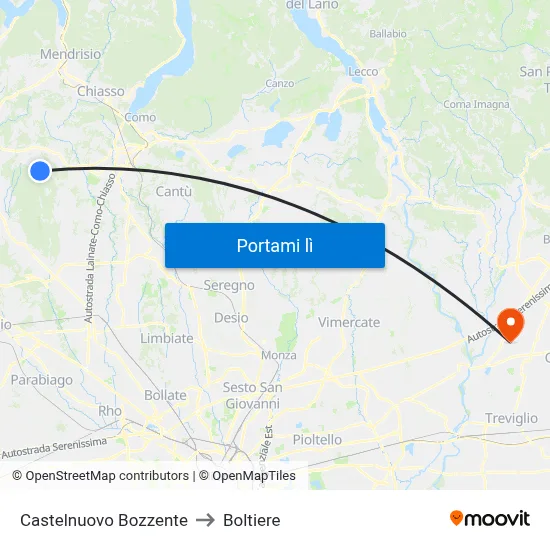 Castelnuovo Bozzente to Boltiere map