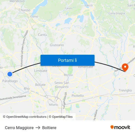 Cerro Maggiore to Boltiere map