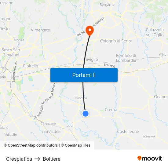 Crespiatica to Boltiere map