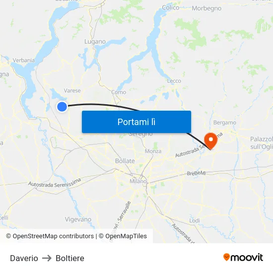 Daverio to Boltiere map