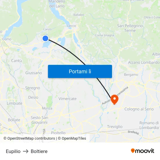 Eupilio to Boltiere map