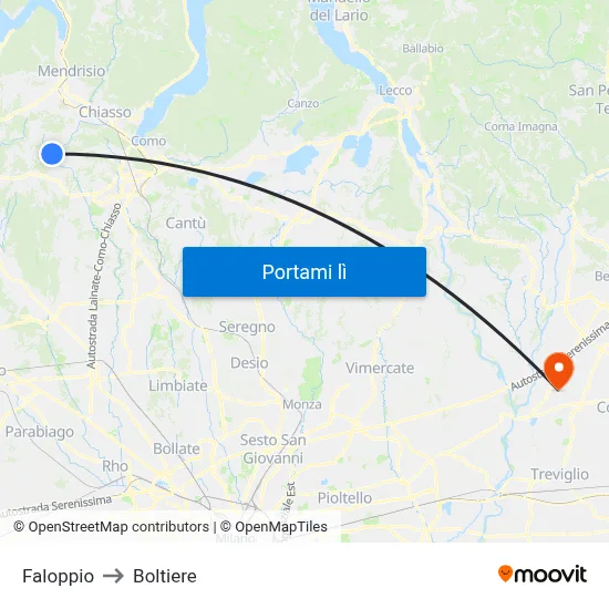 Faloppio to Boltiere map