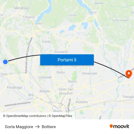 Gorla Maggiore to Boltiere map