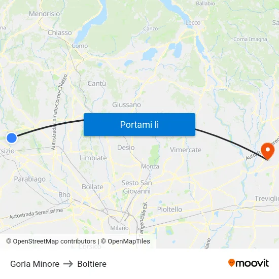 Gorla Minore to Boltiere map