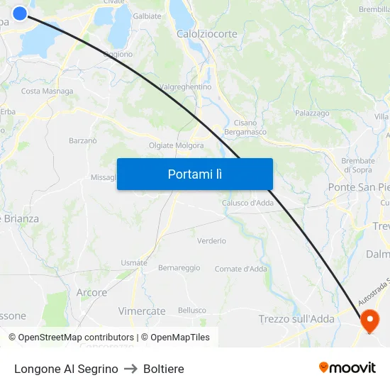 Longone Al Segrino to Boltiere map