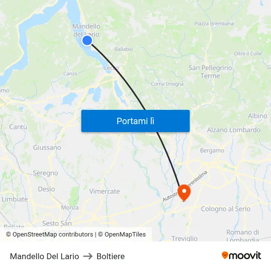 Mandello Del Lario to Boltiere map