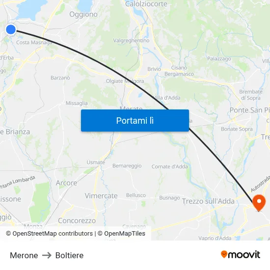 Merone to Boltiere map