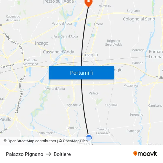 Palazzo Pignano to Boltiere map