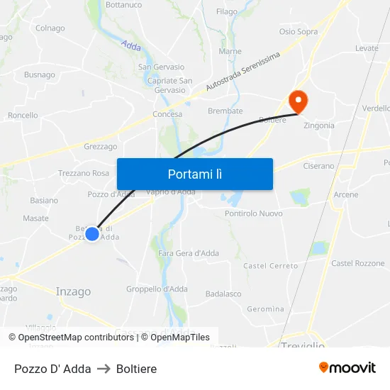 Pozzo D' Adda to Boltiere map