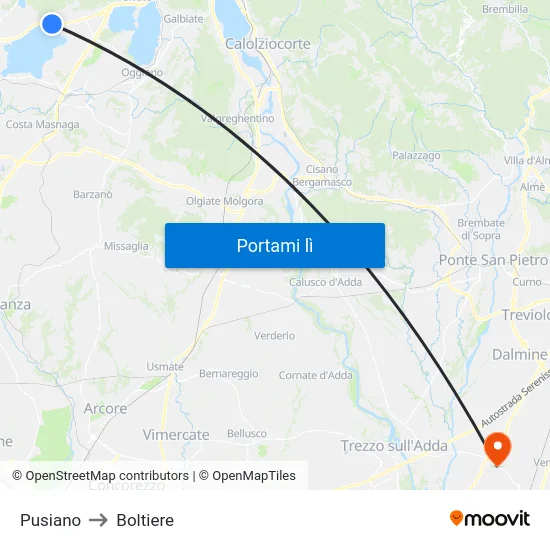 Pusiano to Boltiere map