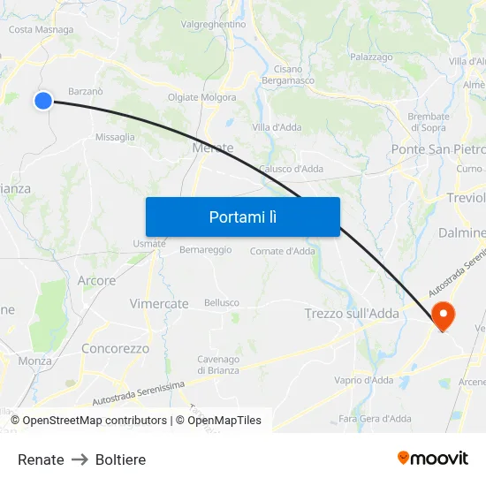 Renate to Boltiere map